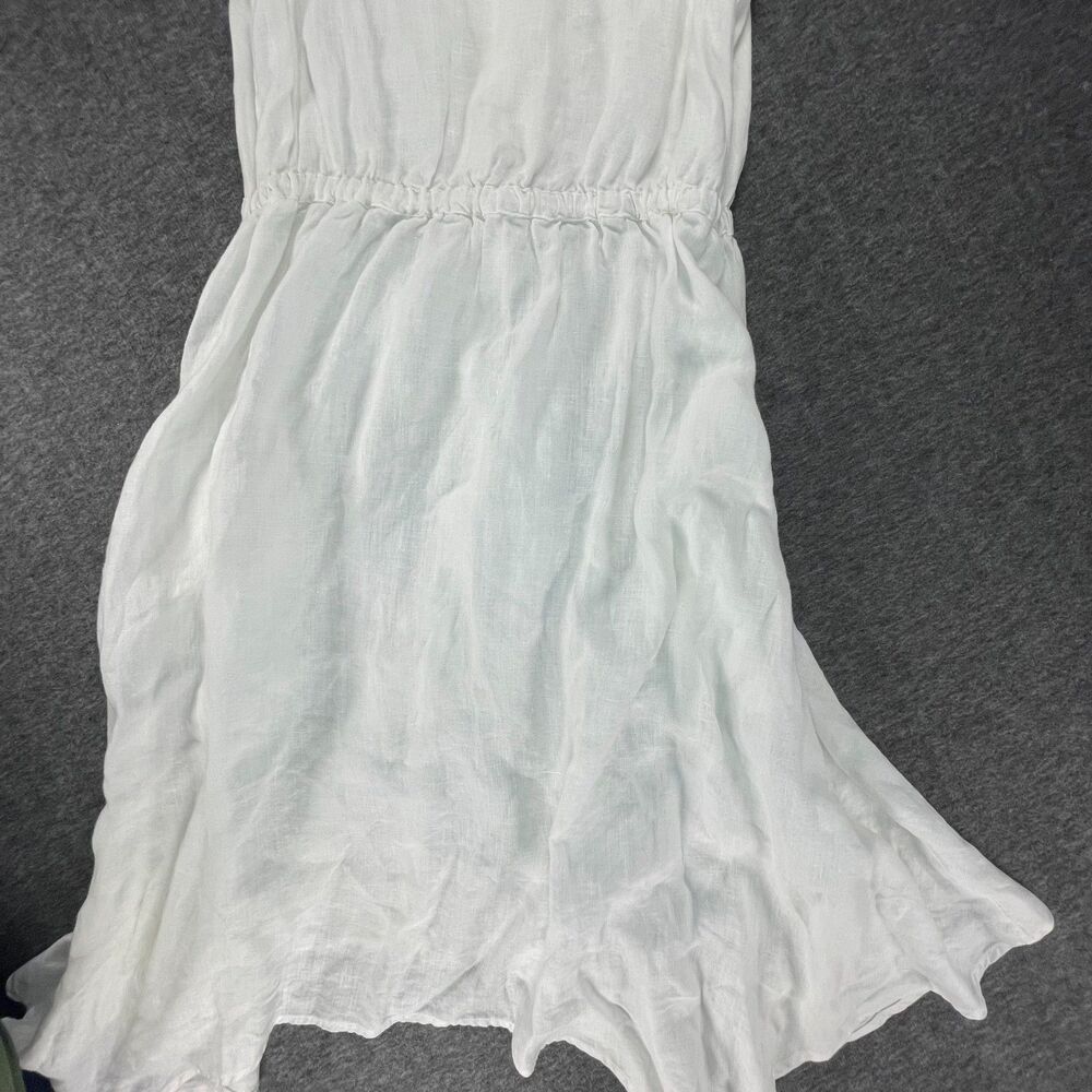Saks Fifth Avenue White Linen Shirtdress Small Sleeveless Resort Summer Coastal - Picture 13 of 15